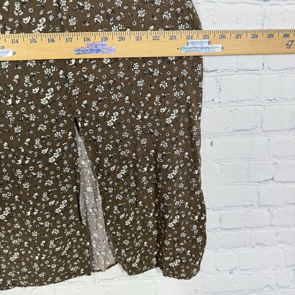 Cottage Milkmaid Midi Dress Women Plus 3X Brown Floral Puff Sleeve Prairie - Picture 12 of 14